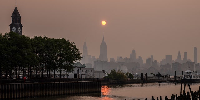 NYC skyline smoke