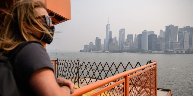 NYC commuter with mask