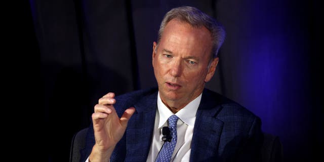 Eric Schmidt, then chairman of the National Security Commission on Artificial Intelligence (NSCAI), speaks at the NSCAI Global Emerging Technology Summit on July 13, 2021 in Washington, D.C.