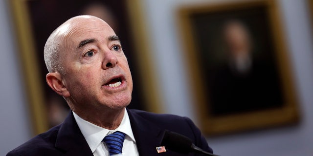 Alejandro Mayorkas testifying to Congress,April 2022