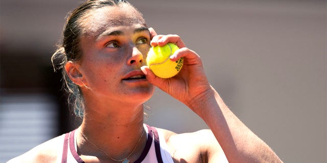 Aryna Sabalenka plays at the French Open