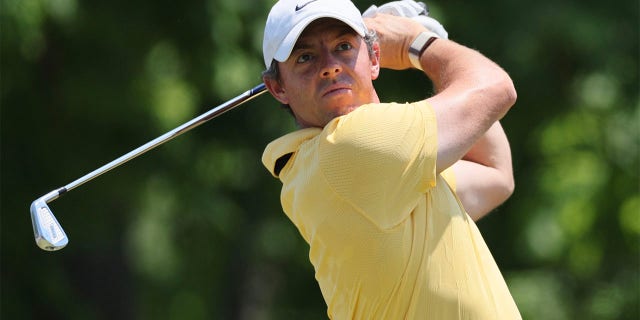 Rory McIlroy tees off at the Memorial