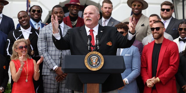Andy Reid speaks at the White House