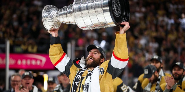 Alex Pietrangelo celebrates winning the Stanley Cup