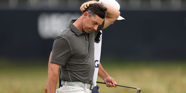 Rory McIlroy on the 18th hole at the US open