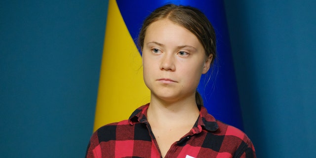Greta Thunberg at a press conference