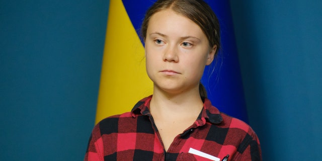 Greta Thunberg at a press conference
