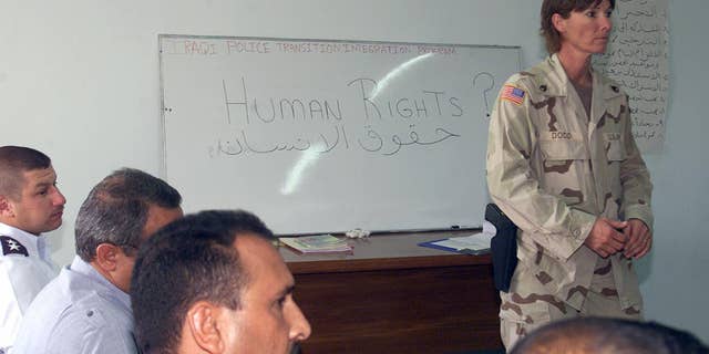 Female military veteran in.2003 file photo