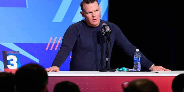 Chris Ballard of the Colts speaks to the media