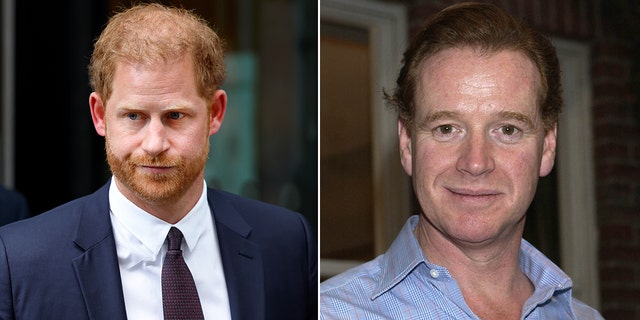 A side-by-side photo of Prince Harry and James Hewitt