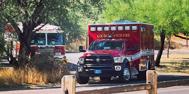 ambulance and fire truck at park