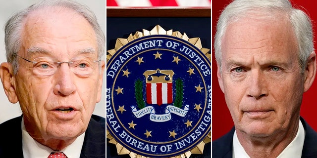 Sens. Chuck Grassley and Ron Johnson, FBI logo in the middle