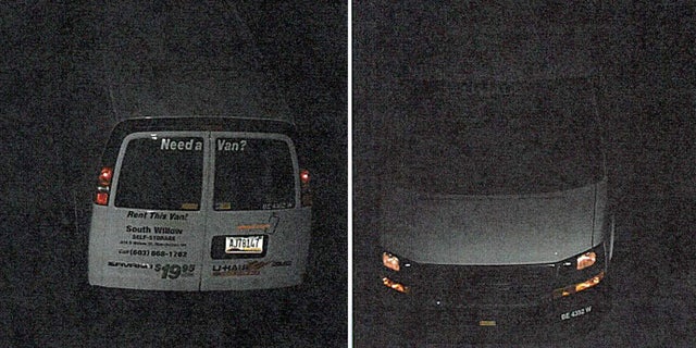 A rear and front photo of a white U-Haul box truck.