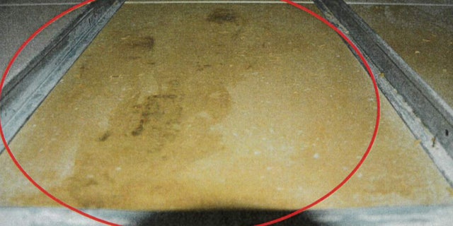 A round circle is shown over a stain in ceiling vent.
