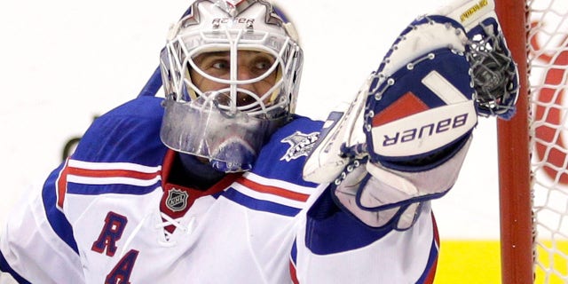 Henrik Lundqvist saves shot