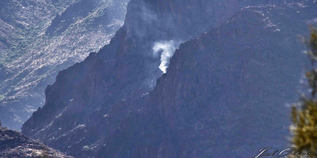 Smoke in mountains from plane crash