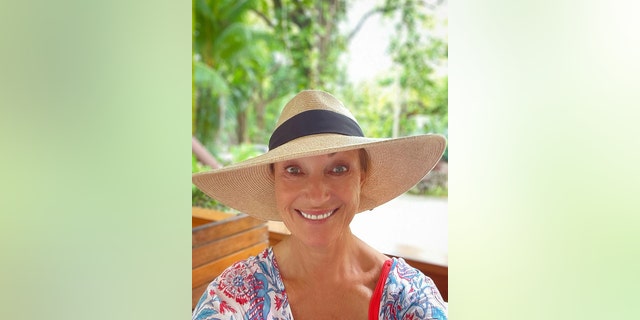 A close-up of Jane Seymour in a selfie wearing a straw hat