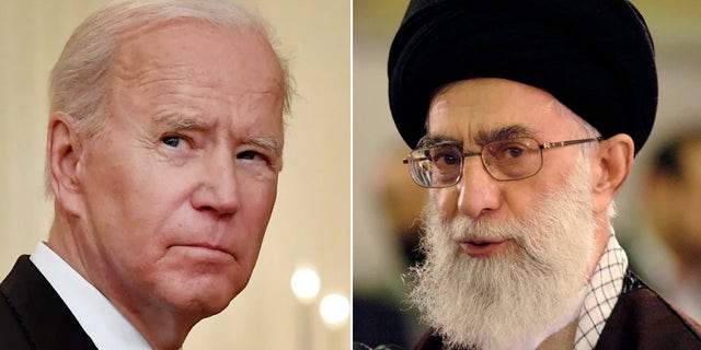 Biden and Khamenei split screen