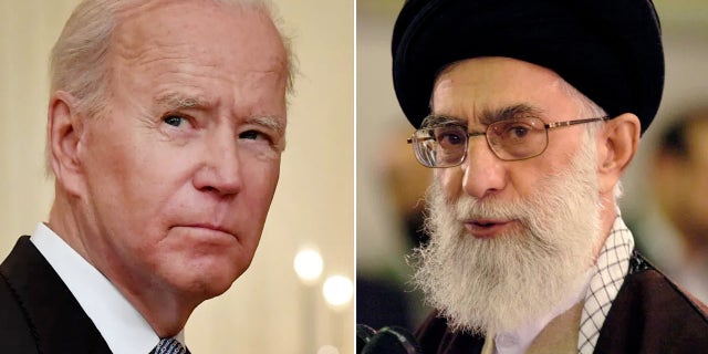 Biden and Khamenei split screen