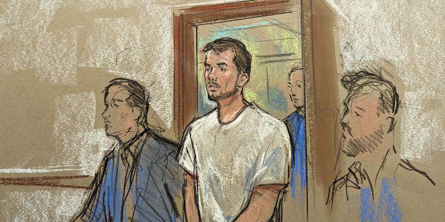 A courtroom sketch of Joran van der Sloot's arraignment