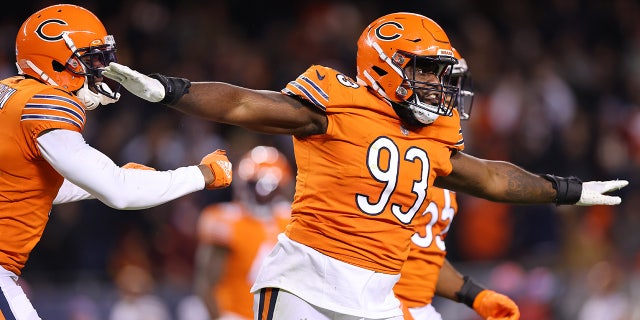 Justin Jones celebrates after a missed field goal attempt