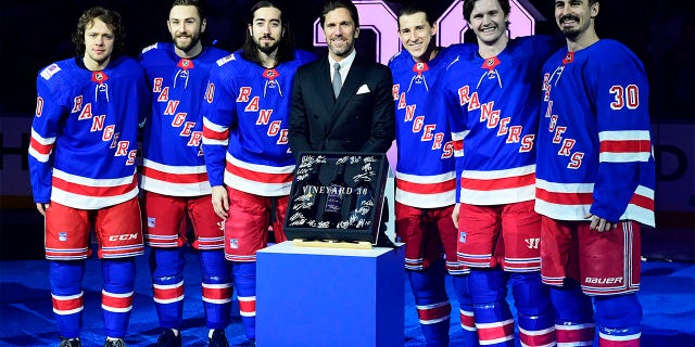 Henrik Lundqvist with Rangers Alternate Captains