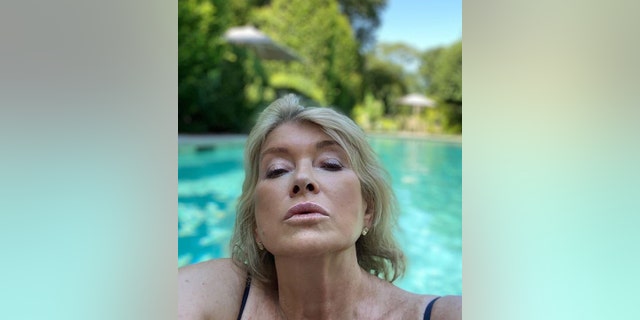Martha Stewart in her pool