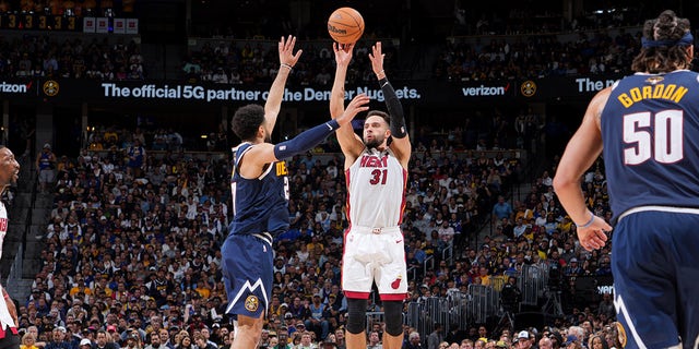 Miami Heat's Max Strus shoots the basketball