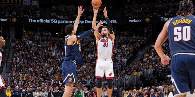 Miami Heat's Max Strus shoots the basketball