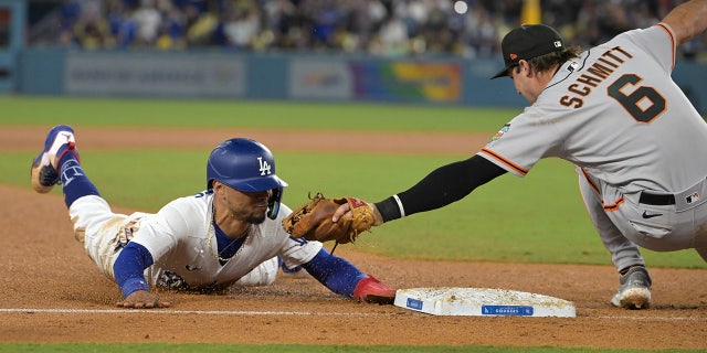 Mookie Betts slides
