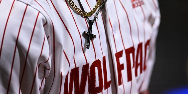 General view of NC State baseball jersey