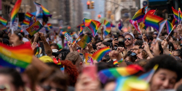 People march at the NYC pride parade