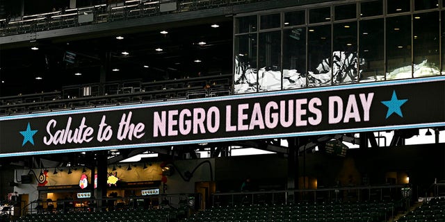 ribbon board display "Salute to Negro Leagues Day"