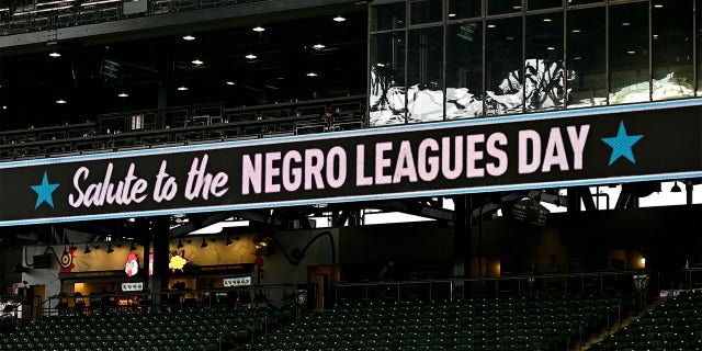 Ribbon board displaying "Salute to the Negro Leagues Day"