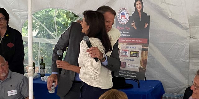 Chris Sununu hugs Nikki Haley in New Hampshire