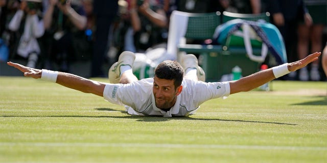 Novak Djokovic celebrates