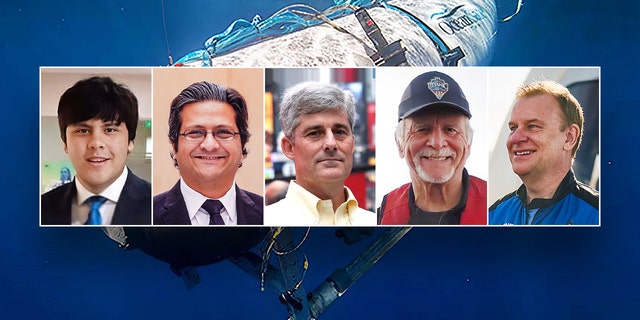 Portraits of the five crew members of the missing OceanGate Titan sub