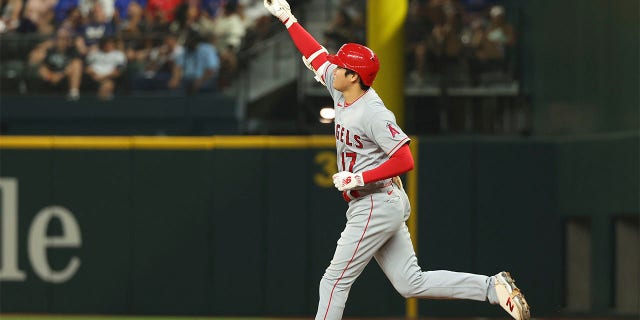 Shohei Ohtani celebrates