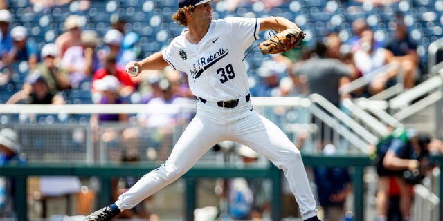 Brooks Fowler throws pitch