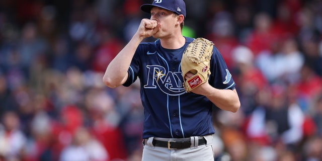 Pete Fairbanks reacts during the sixth inning