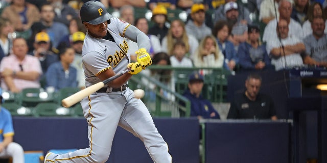 Pittsburgh Pirates player hits a ball