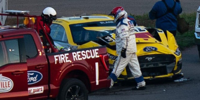 Ryan Blaney's wrecked vehicle