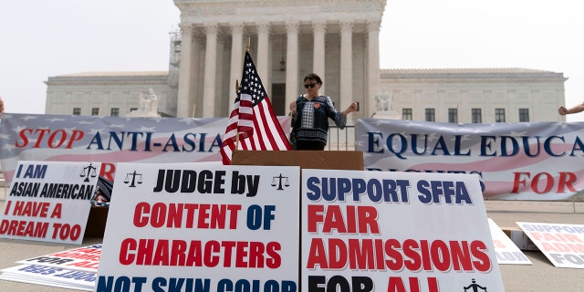 Supreme Court protester as affirmative action ruling comes out