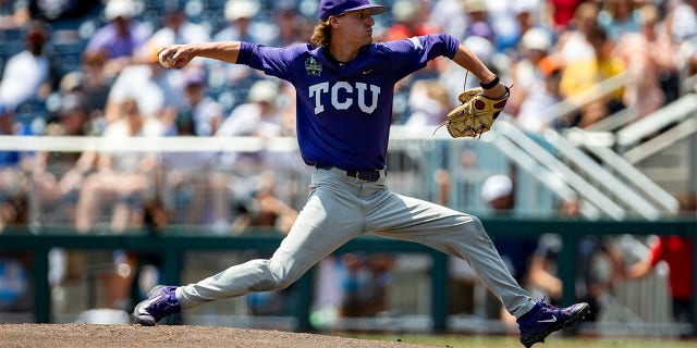 Sam Stoutenborough throws pitch