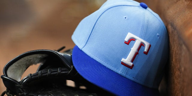 Texas Rangers hat and glove
