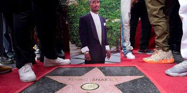 Tupac's picture and star on Hollywood Walk of Fame