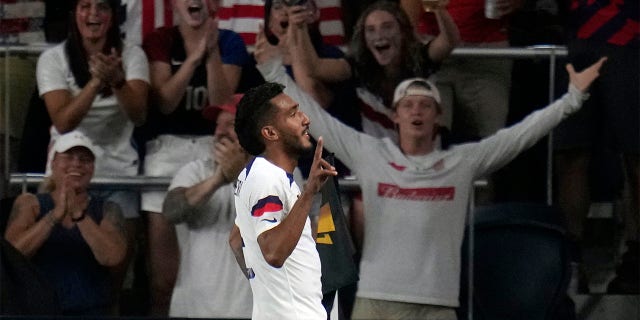 Jesús Ferreira celebrates after scoring