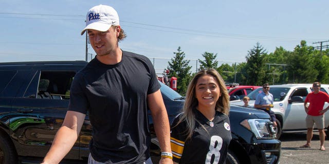 Kenny Pickett and Amy Paternoster attend an event in New Jersey
