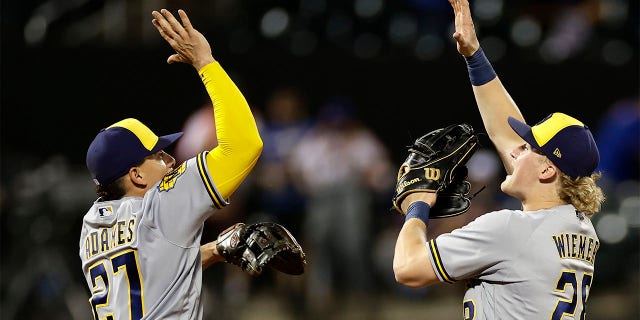 Joey Wiemer and Willy Adames celebrate