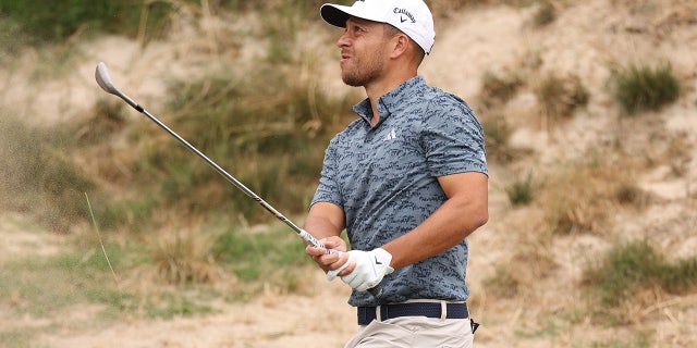 Xander Schauffele plays a shot at the US Open